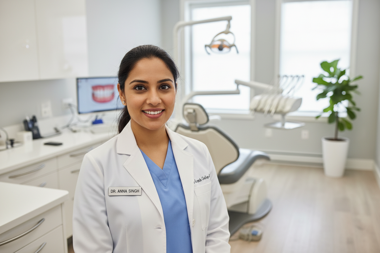 dentist looking at camera